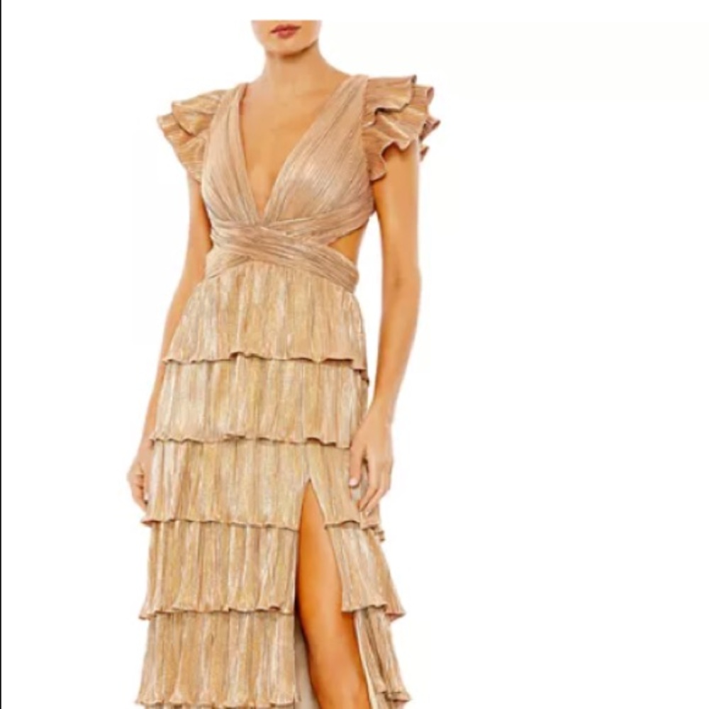 Mac Duggal Metallic Tiered Gown